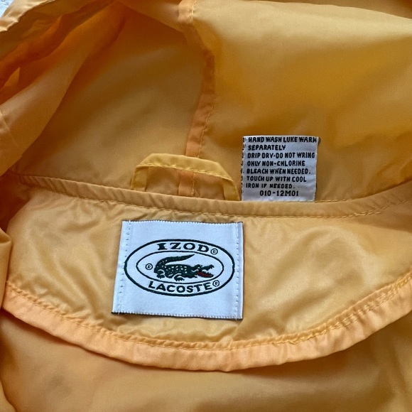 Vintage Izod Lacoste Yellow Quarter Zip Hooded Men’s Windbreaker Size M - Picture 10 of 11